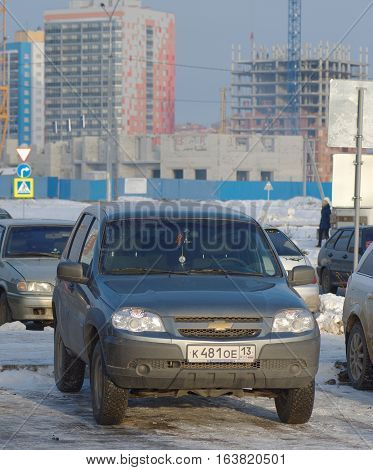 SARANSK, RUSSIA - DECEMBER 3, 2016: The Chevrolet Niva on the parking lot.