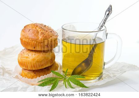 Marijuana Cupcake Muffins And Hot Tea