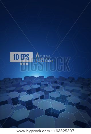 Abstract hexagonal background on dark blue tone with space for your text and headline A4