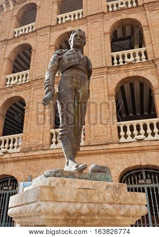 Statue Toreador Manolo Montoliu, Plaza De Toros, Valencia, Spain