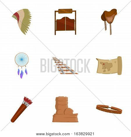 Wild west set icons in cartoon style. Big collection of wild west vector symbol stock