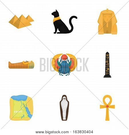 Ancient Egypt set icons in cartoon style. Big collection of ancient Egypt vector symbol stock