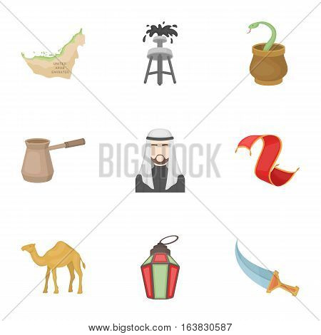 Arab Emirates set icons in cartoon style. Big collection of Arab Emirates vector symbol stock
