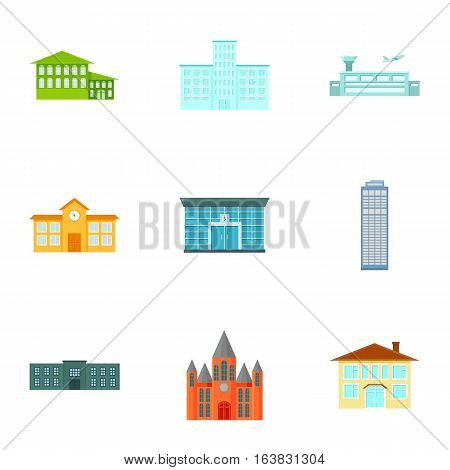 Building set icons in cartoon style. Big collection of building vector symbol stock
