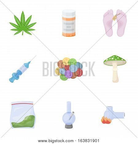 Drugs set icons in cartoon style. Big collection of drugs vector symbol stock