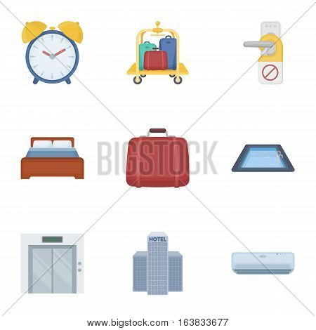 Hotel set icons in cartoon style. Big collection of hotel vector symbol stock