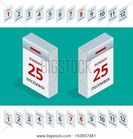 Calendar tears style flat leap year 366 days