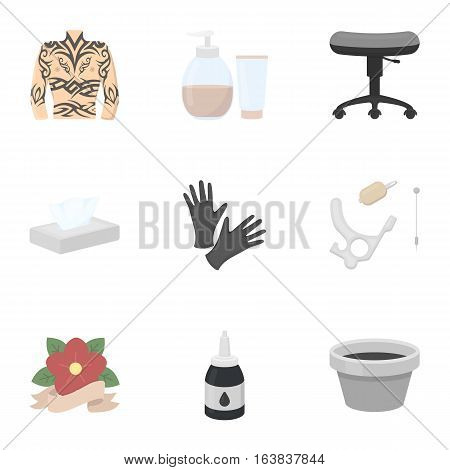 Tattoo studio set icons in cartoon style. Big collection of tattoo studio vector symbol stock