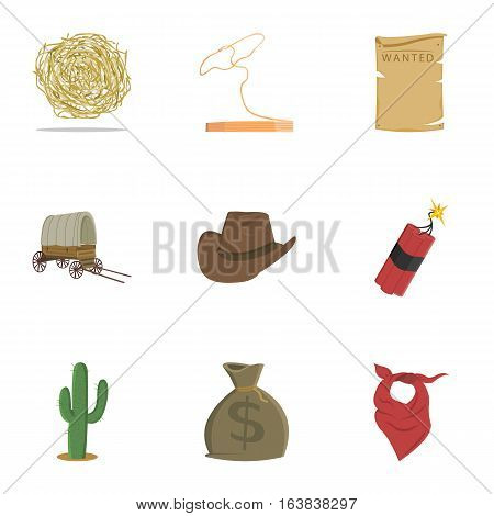 Wild west set icons in cartoon style. Big collection of wild west vector symbol stock