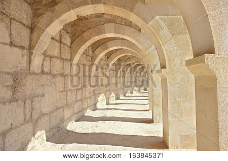 Arcades inside the Aspendos theatre, near Antalya, Turkey