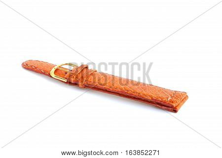 orange Watchband leather skin on isolated white background