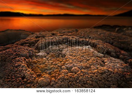 Tufa rock at Pyramid Lake Nevada at sunrise