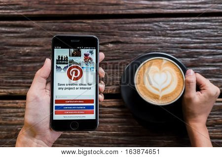 CHIANGMAITHAILAND - JUNE 4 2016 :Periscope app log in screen on a Apple iPhone6s. Periscope is made by Facebook Email and Google - lets you broadcast live video to the world.