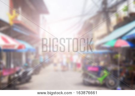 Blurred of Chanthaboon old town and street market is travel point in chanthaburi.