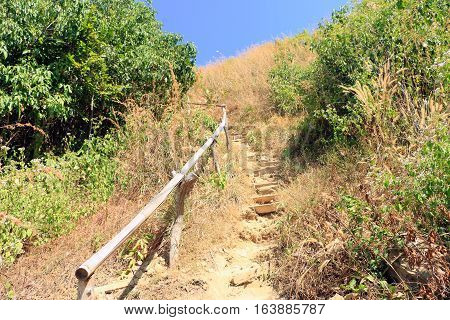Uphill in Mountains. Many sand on the Slope.