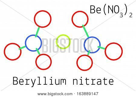 BeN2O6 Beryllium nitrate molecule isolated on white