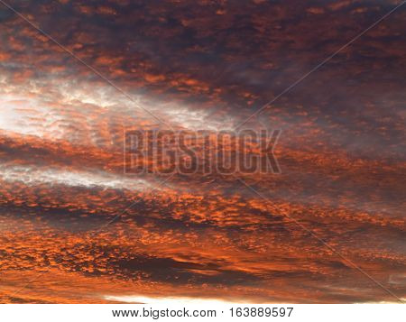 Red sky at dusk - image of the rosy sky - gloaming - sunset colors