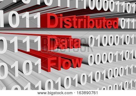 distributed data flow in the form of binary code, 3D illustration