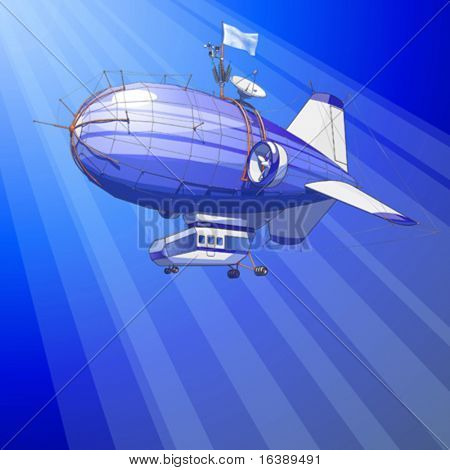 Vector ilmalaiva ilmapallo & sininen taivas