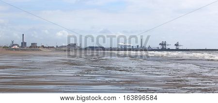 Port Talbot Steel works from Aberavon beach