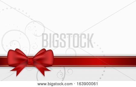 Gift Card With Red Ribbon And Bow.