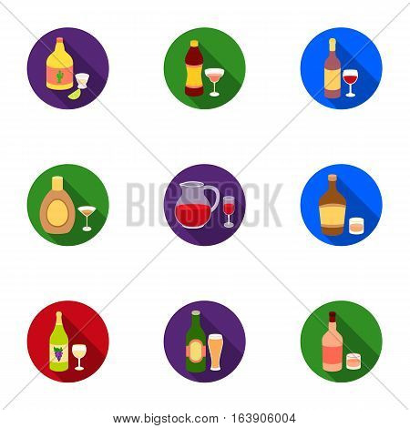 Alcohol set icons in flat style. Big collection of alcohol vector symbol stock