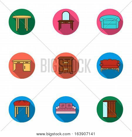 Furniture and home interior set icons in flat design. Big collection of furniture and home interior vector symbol stock illustration