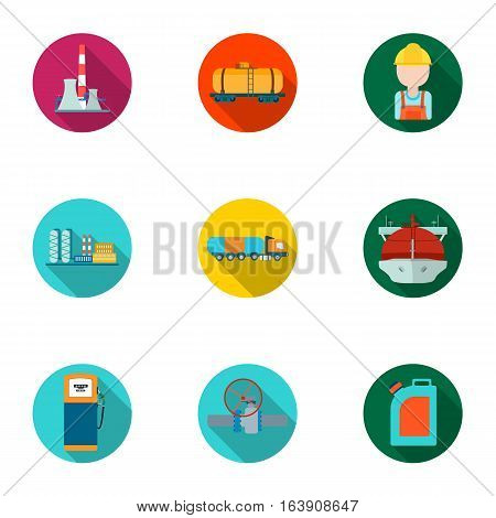Oil industry set icons in flat design. Big collection of oil industry vector symbol stock illustration