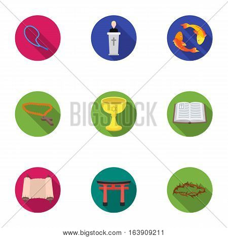 Religion set icons in flat style. Big collection of religion vector symbol stock