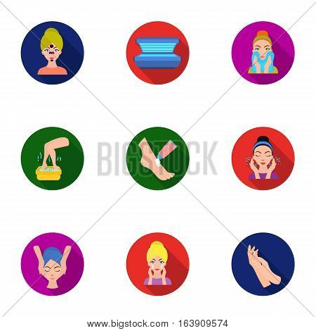 Skin care set icons in flat style. Big collection of skin care vector symbol stock