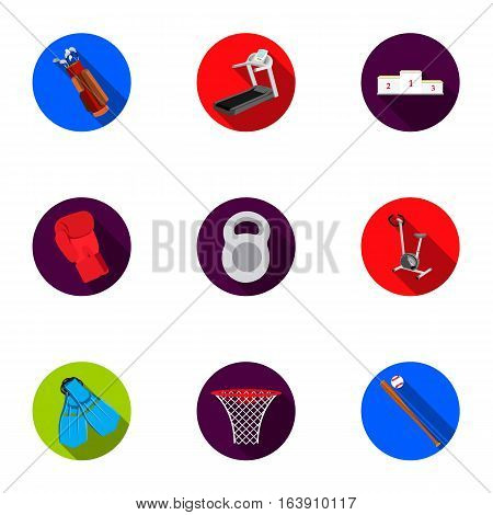 Sport and fitness set icons in flat style. Big collection of sport and fitness vector symbol stock