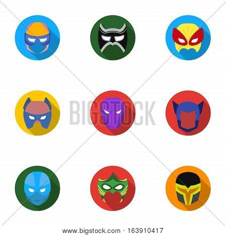 Superhero mask set icons in flat style. Big collection of superhero mask vector symbol stock