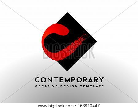 Letter C Logo with Brush Art Gallery Concept. C Letter Icon Design Vector.
