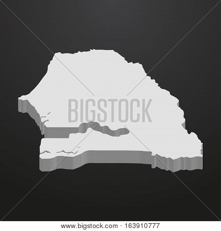 Senegal map in gray on a black background 3d