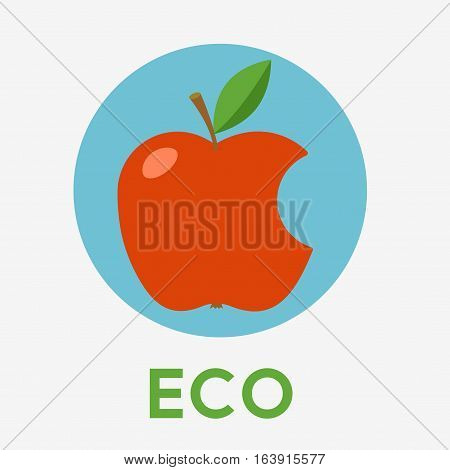 Red Apple With Missing A Bite