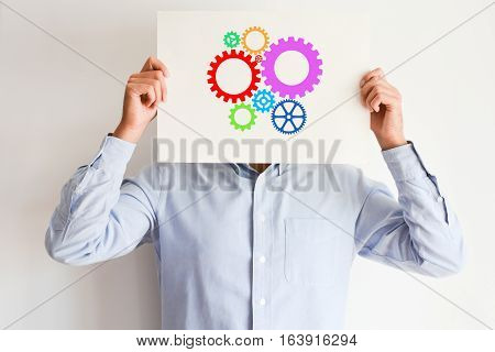 Creative mind concept spinning gears or wheels