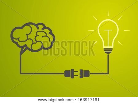 idea concept - light bulb connect to the brain