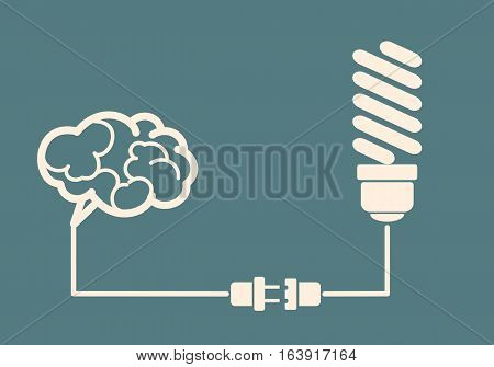 idea concept - light bulb connect to the brain