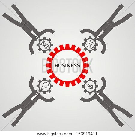teambuilding concept. Idea. Gears, businessman. vector illustration
