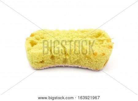 Old kitchen sponges on a white background is a longstanding and unhygienic.