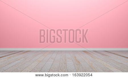 Empty interior pink room with wooden floor For present your products. - 3D render image.