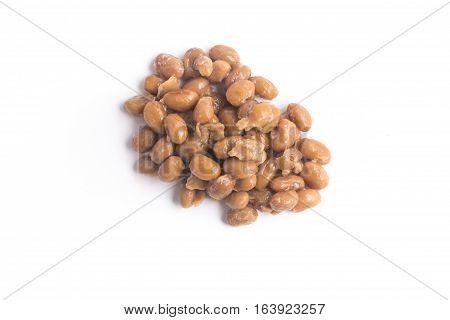 Natto. Fermented soybeans isolated on white background