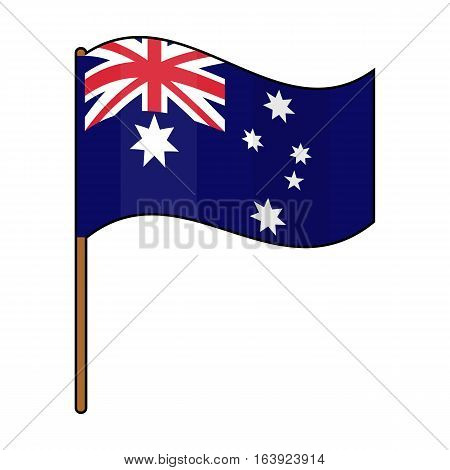 Australian flag icon in cartoon design isolated on white background. Australia symbol stock vector illustration.