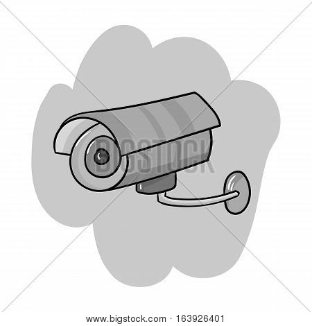 Security camera icon in monochrome design isolated on white background. Supermarket symbol stock vector illustration.