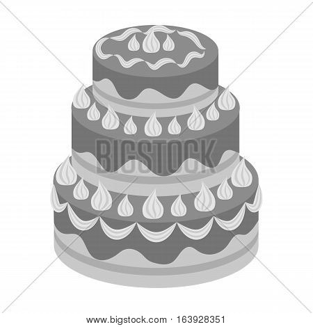 Red three-ply cake icon in monochrome design isolated on white background. Cakes symbol stock vector illustration.
