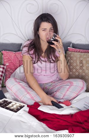 Desperate Woman Drinking Wine