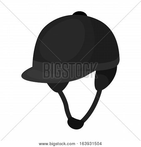 Jockey's helmet icon in monochrome design isolated on white background. Hippodrome and horse symbol stock vector illustration.