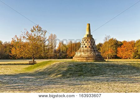 Hemel Hempstead England - November 2016: Garden of Amaravati Buddhist Monastery. Amaravati is a Theravada Buddhist monastery situated at the eastern end of the Chiltern Hills in south-east England. It is near the Hertfordshire village of Great Gaddesden.
