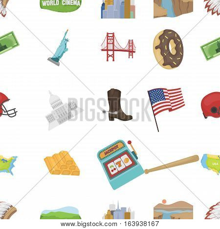 USA country pattern icons in cartoon style. Big collection of USA country vector symbol stock