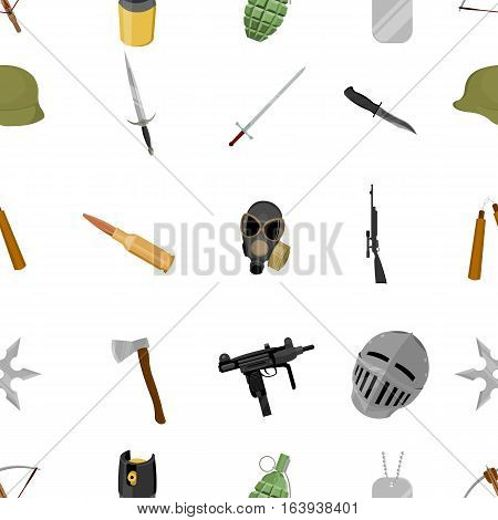 Weapon pattern icons in cartoon style. Big collection weapon vector symbol stock